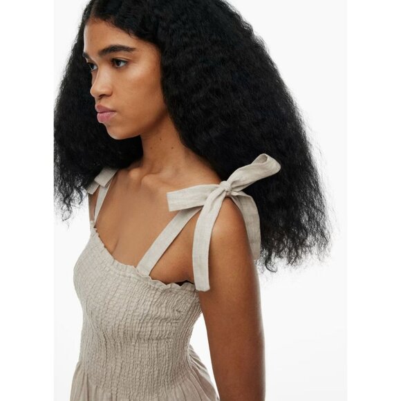 Wilfred Golden Hour Linen Dress Oatmeal Size Large Aritzia - Picture 2 of 8